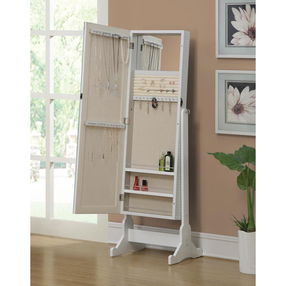 Zayas Storage Jewelry Cheval Mirror White