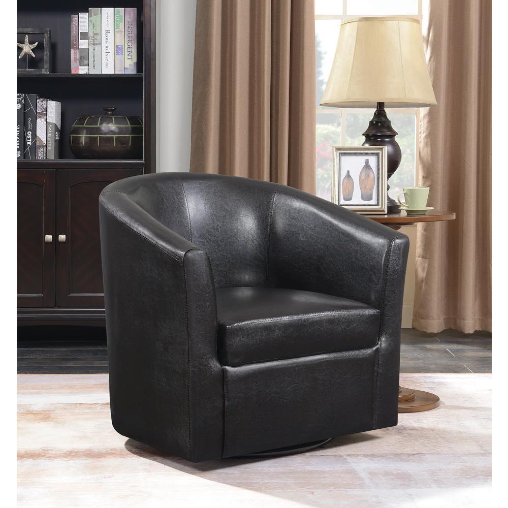 Turner Upholstery Sloped Arm Accent Swivel Chair Dark Brown
