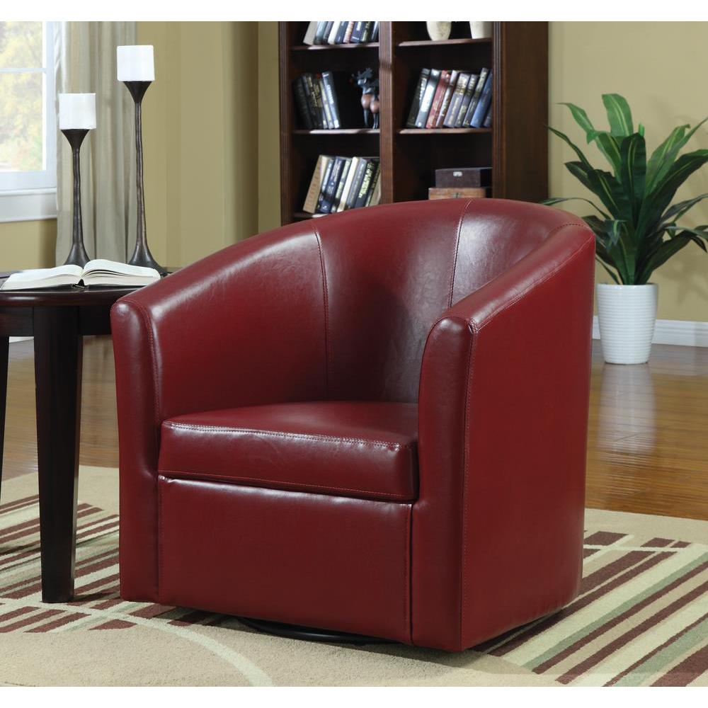 Turner Upholstery Sloped Arm Accent Swivel Chair Red