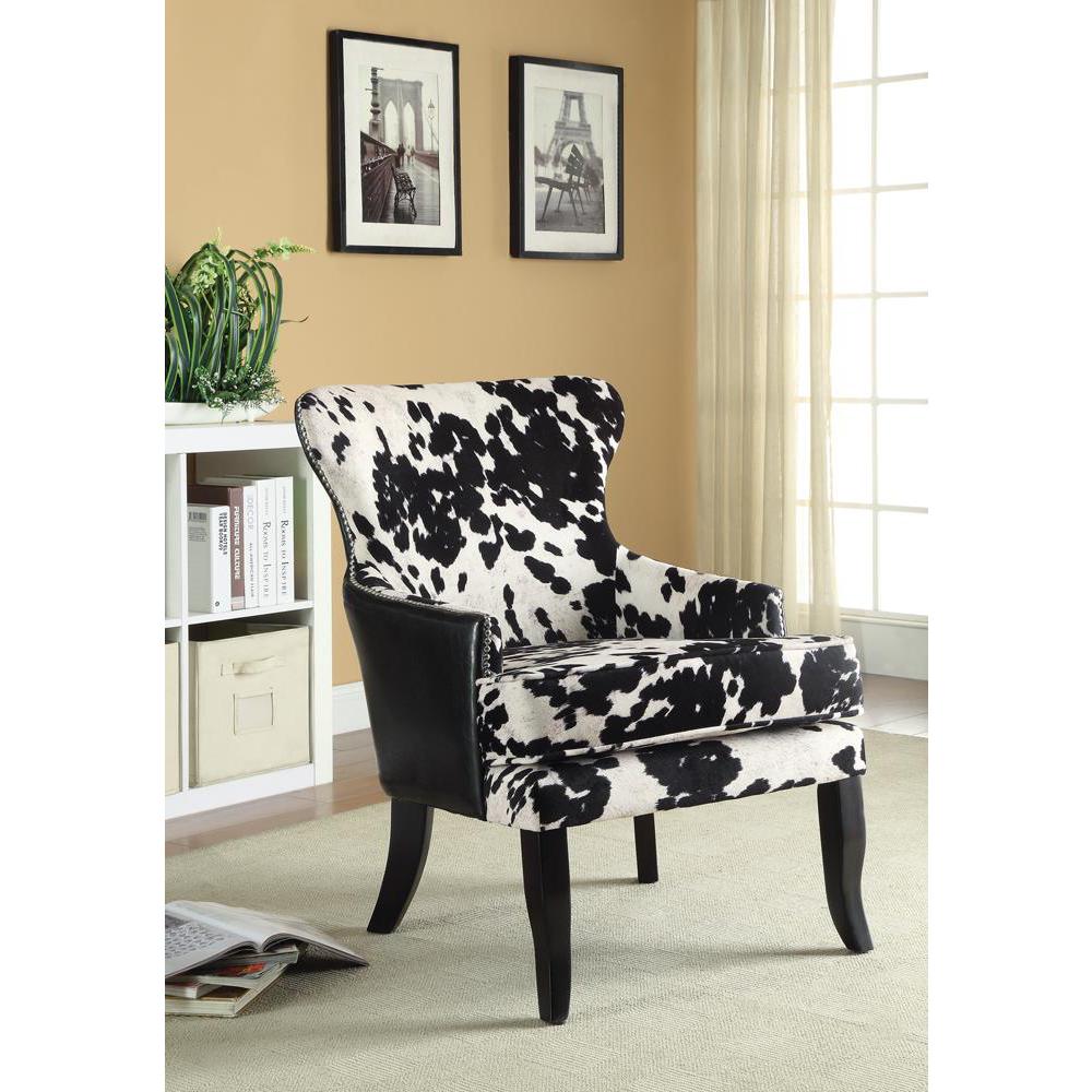 Trea Cowhide Print Accent Chair Black and White