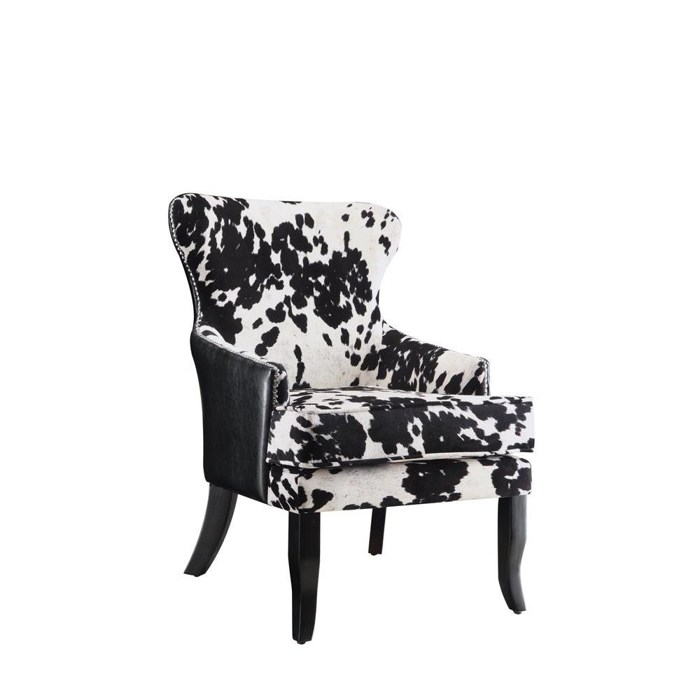 Trea Cowhide Print Accent Chair Black and White