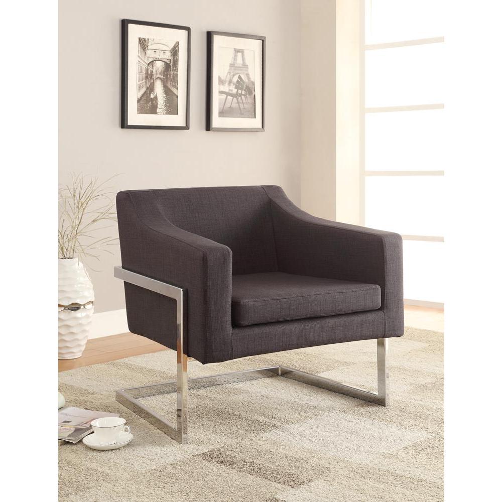 Chris Upholstered Accent Chair Chrome and Grey