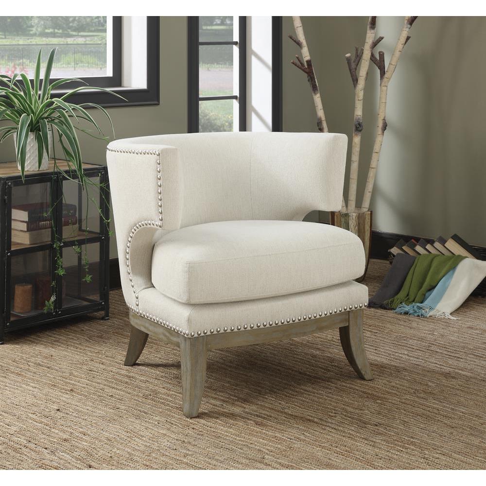 Jordan Dominic Barrel Back Accent Chair White and Weathered Grey