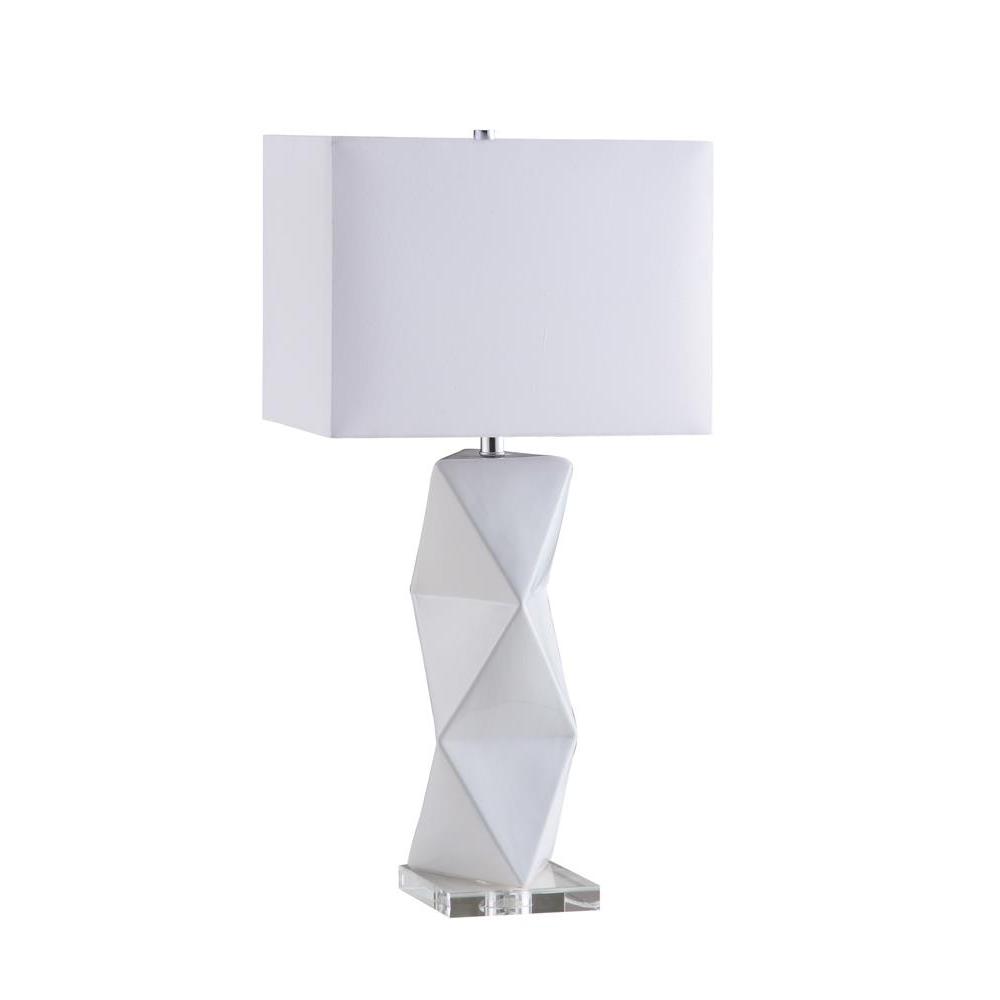 Camie Geometric Ceramic Base Table Lamp White