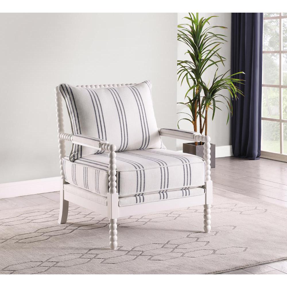 Blanchett Upholstered Accent Chair with Spindle Accent White and Navy