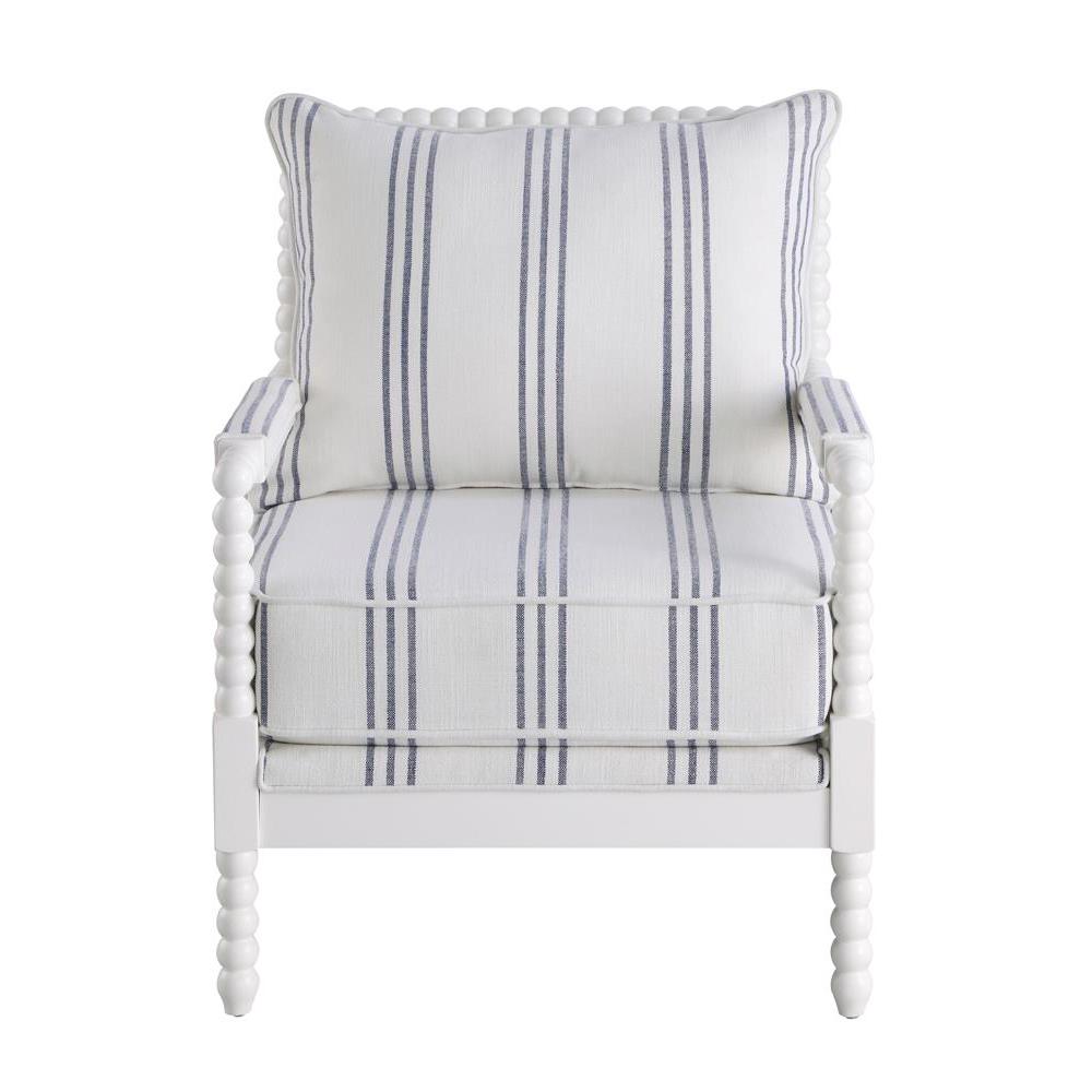 Blanchett Upholstered Accent Chair with Spindle Accent White and Navy