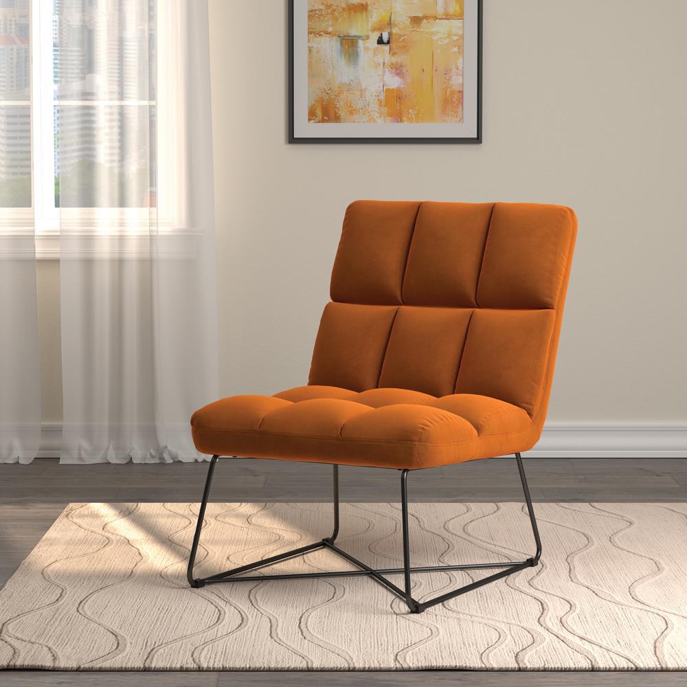 Lux Armless Upholstered Accent Chair Burnt Orange