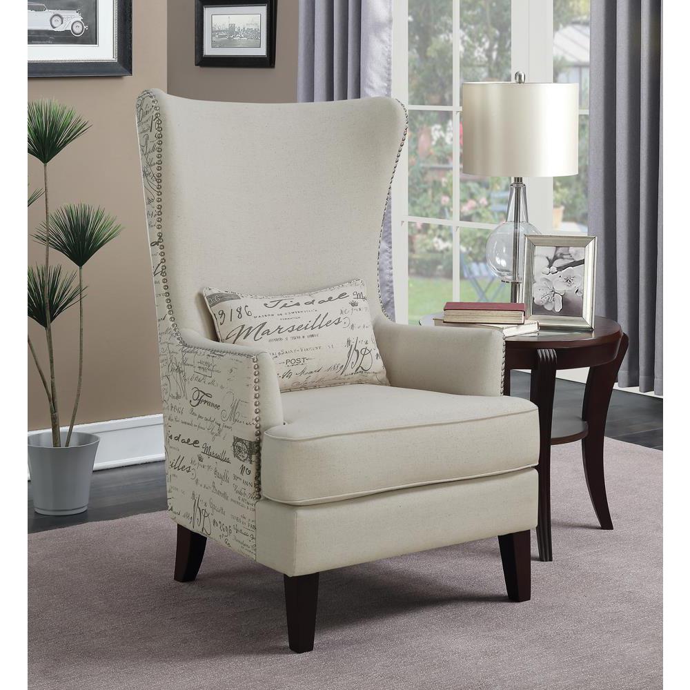 Pippin Curved Arm High Back Accent Chair Cream