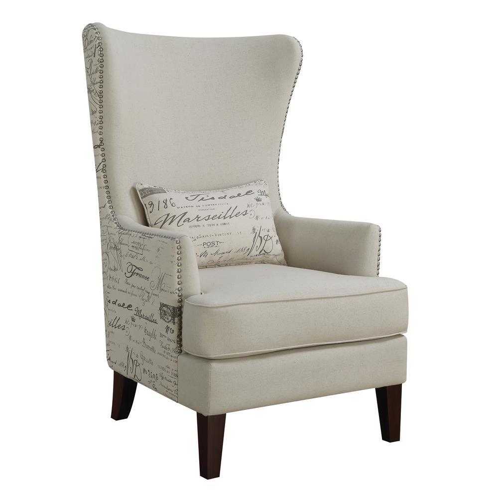 Pippin Curved Arm High Back Accent Chair Cream