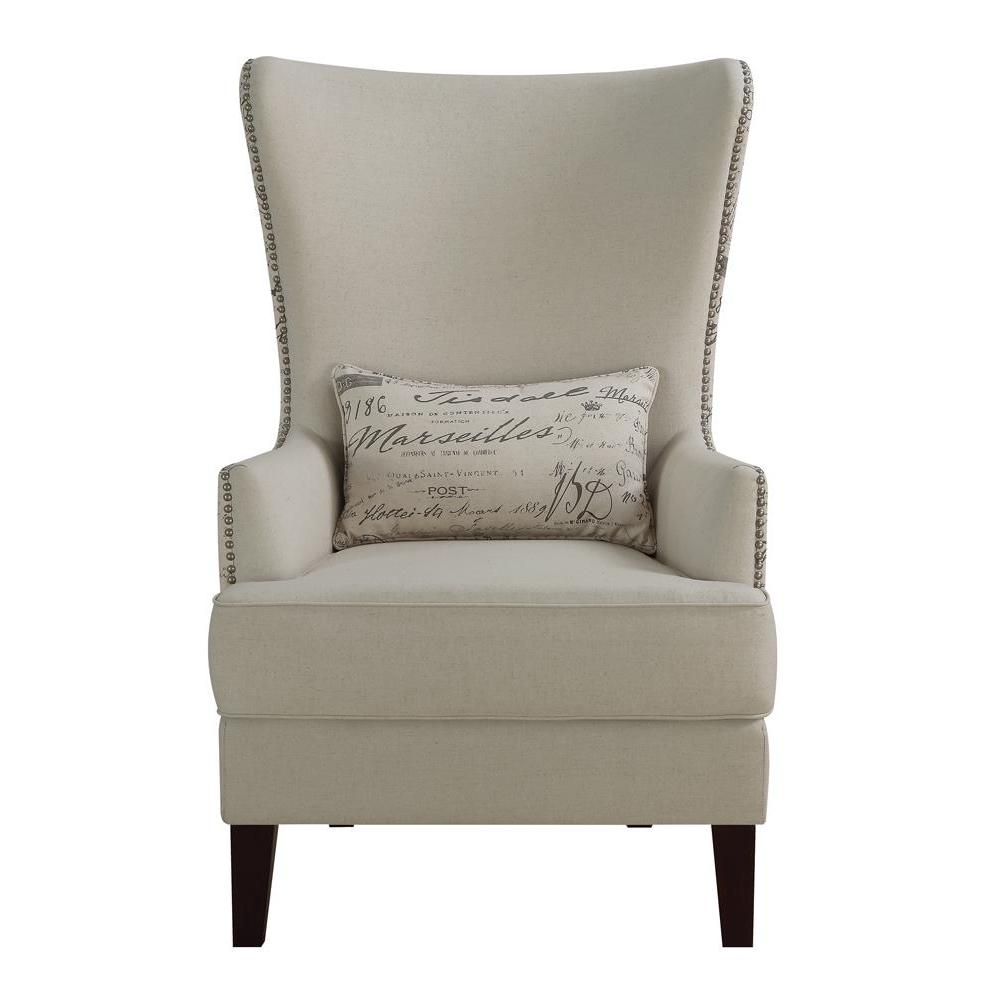 Pippin Curved Arm High Back Accent Chair Cream