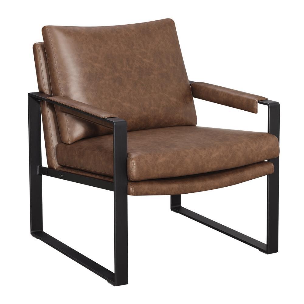 Upholstered Accent Chair with Removable Cushion Umber Brown and Gunmetal