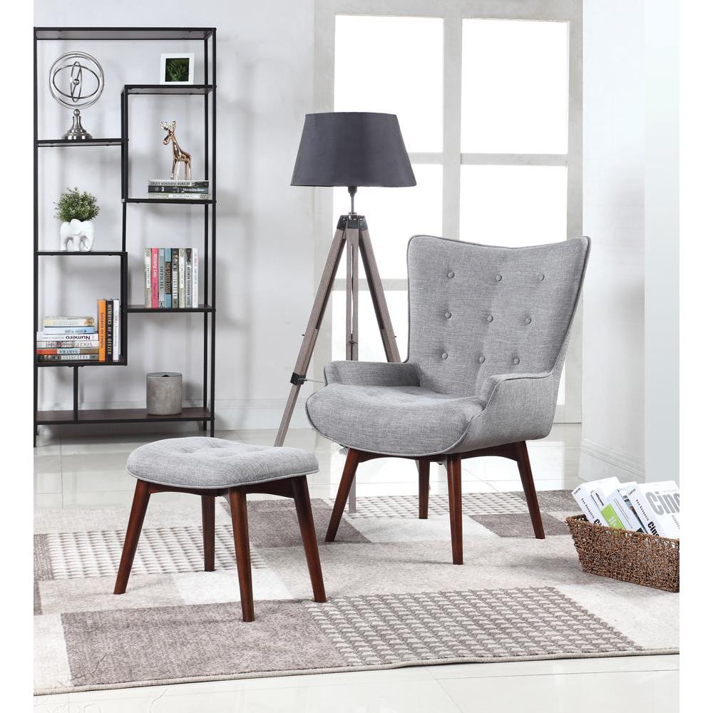 Willow Upholstered Accent Chair with Ottoman Grey and Brown