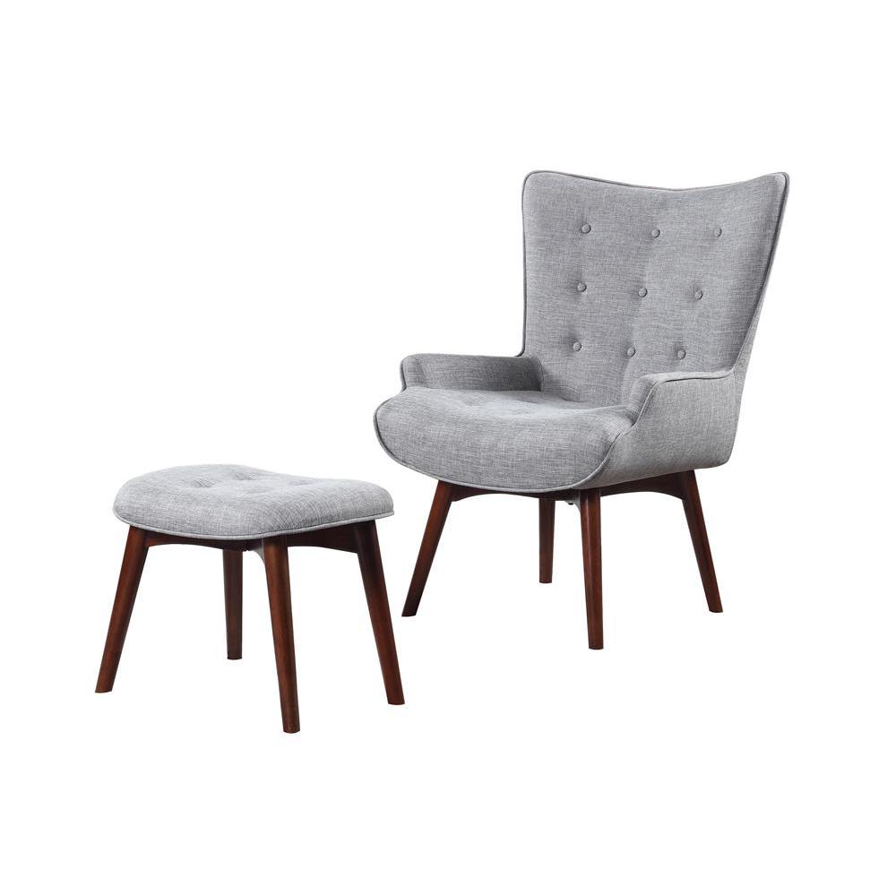 Willow Upholstered Accent Chair with Ottoman Grey and Brown