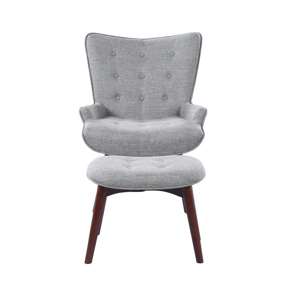Willow Upholstered Accent Chair with Ottoman Grey and Brown