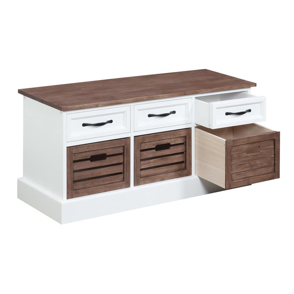 Alma 3-drawer Storage Bench Weathered Brown and White