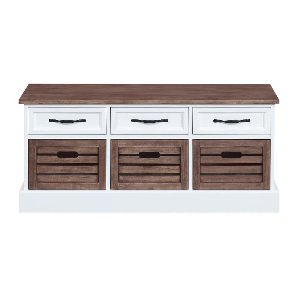 Alma 3-drawer Storage Bench Weathered Brown and White