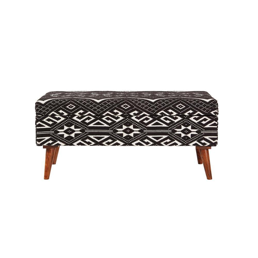 Cababi Upholstered Storage Bench Black and White