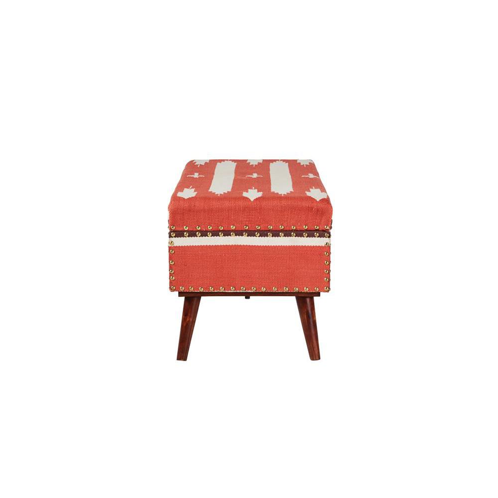 Noah Upholstered Storage Bench Orange and Beige