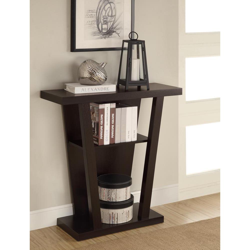 Evanna 2-shelf Console Table Cappuccino