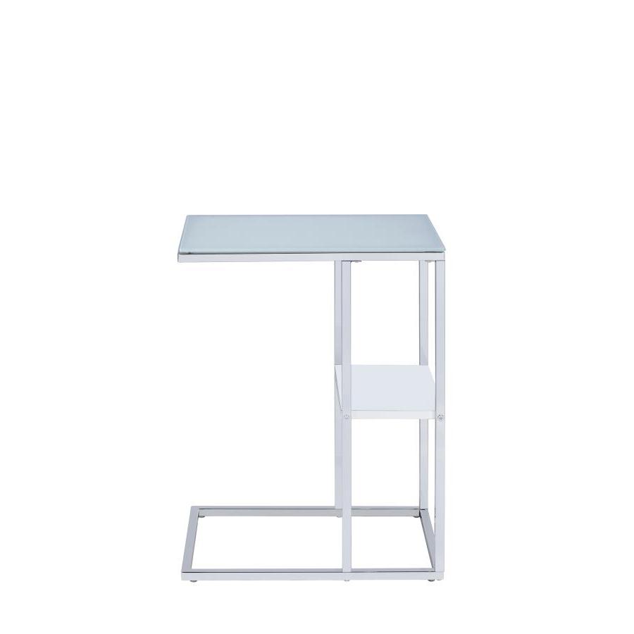 Daisy 1-shelf Accent Table Chrome and White