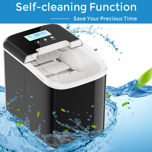 26 lbs Countertop LCD Display Ice Maker with Ice Scoop-Black