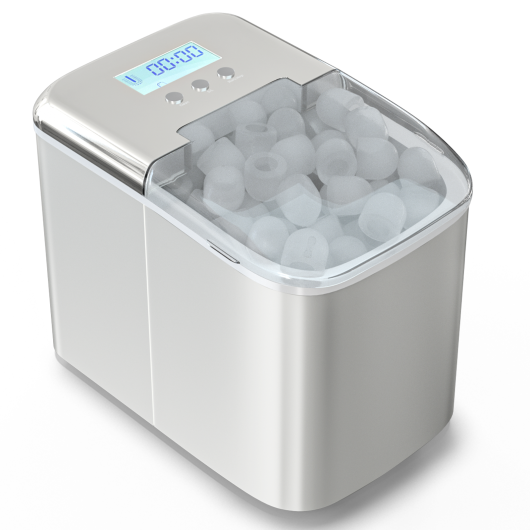 26 lbs Countertop LCD Display Ice Maker with Ice Scoop-Sliver