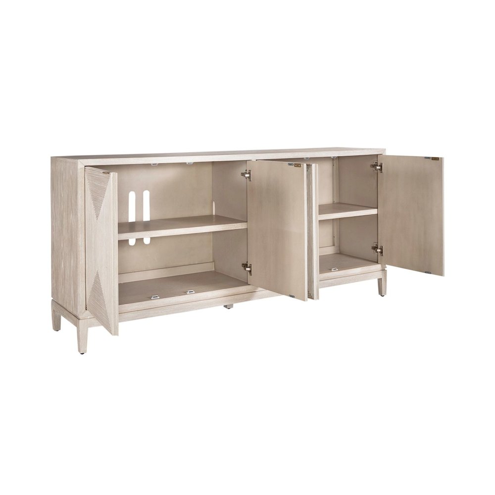 Kinsley 4 Door Accent Cabinet, W18 x D78 x H36, Light Gray
