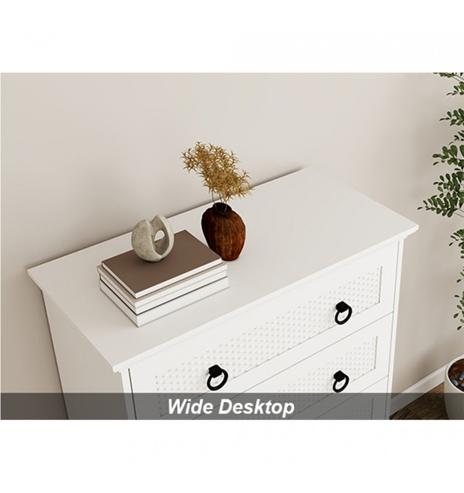 Wood 5 Drawer Dresser, 31.5 Wide Farmhouse Tall Chest of Drawers for Bedroom, Living Room, Hallway, Entryway, Modern Drawers Organizer Large Storage Capacity Cabinet, White
