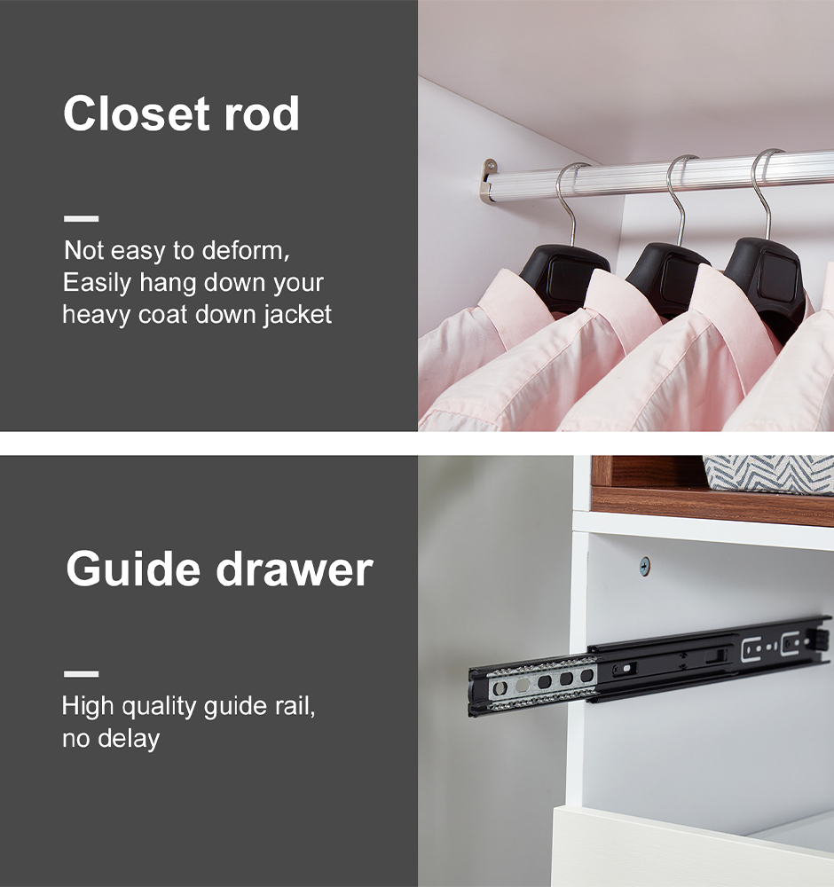 LivelyLodge 74 H 3 Doors White Wood Wardrobe Closet Armoire Freestanding Clothes Storage Closet Wardrobe Cabinet Clothes Large Storage Clothes Organizer with Hanging Rod for Bedroom Bathroom