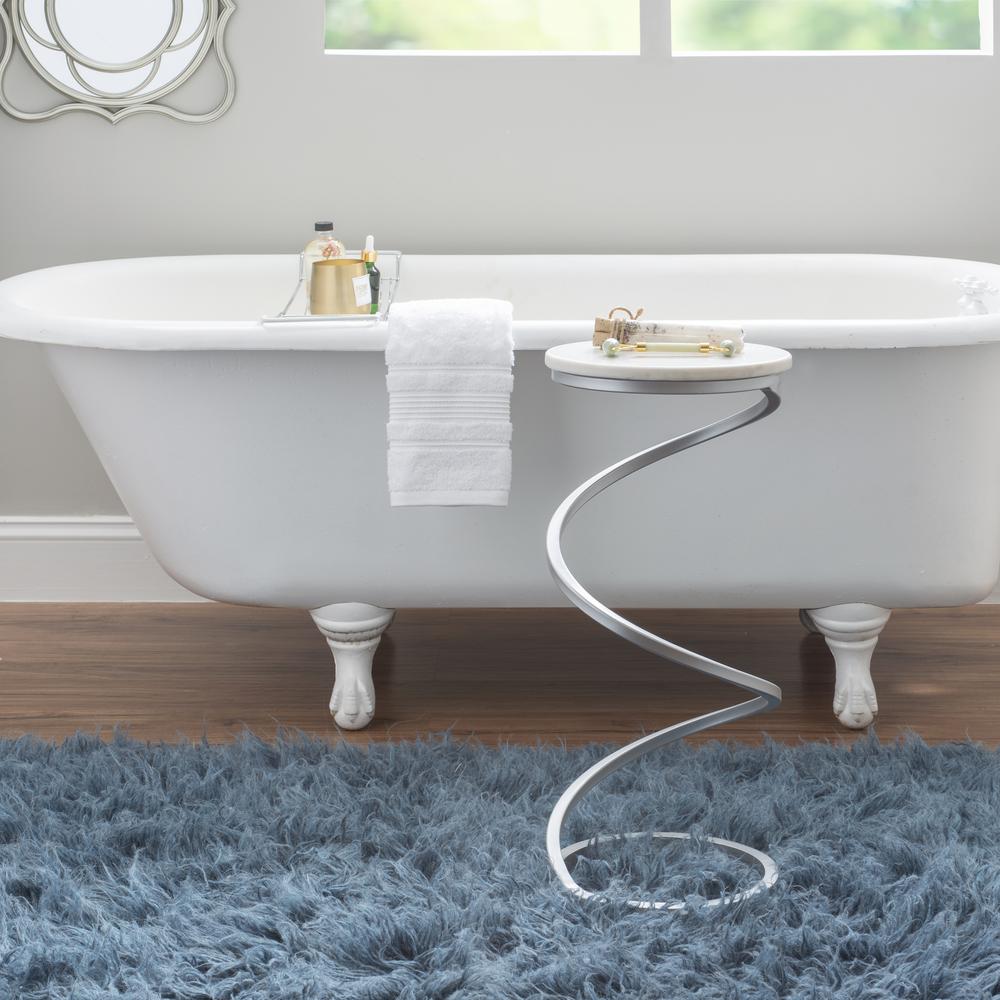 Rian Spiral Drink Table Silver White Marble