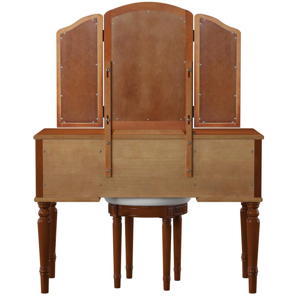Warm Cherry Vanity, Mirror & Bench