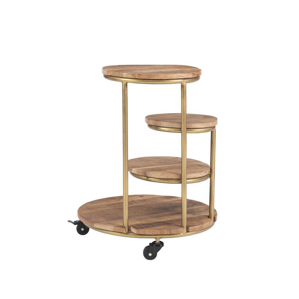 Collis Four Tiered Plant Stand Wheels Gold