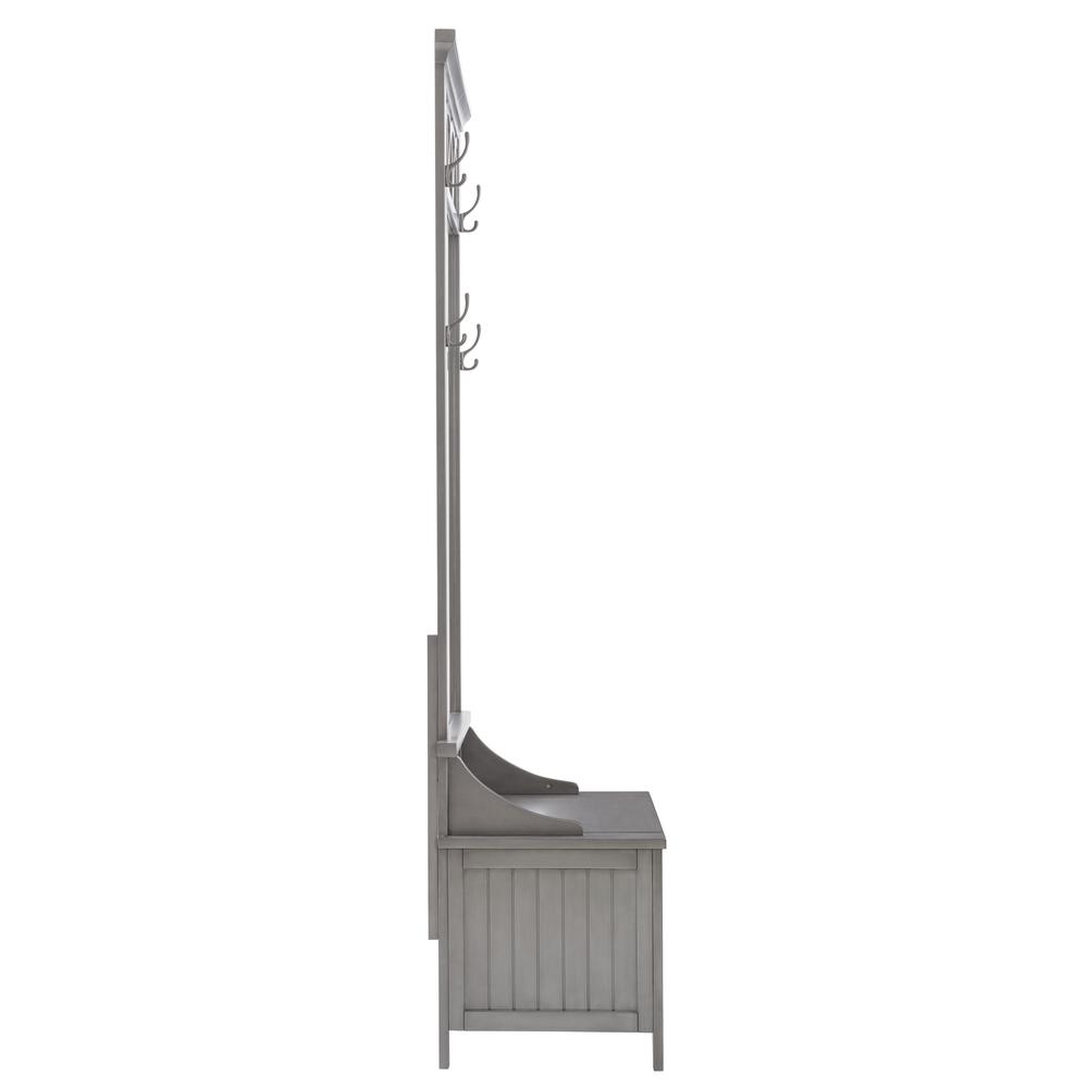 Elliana Entry Way Hall Tree Bench with Mirror Grey