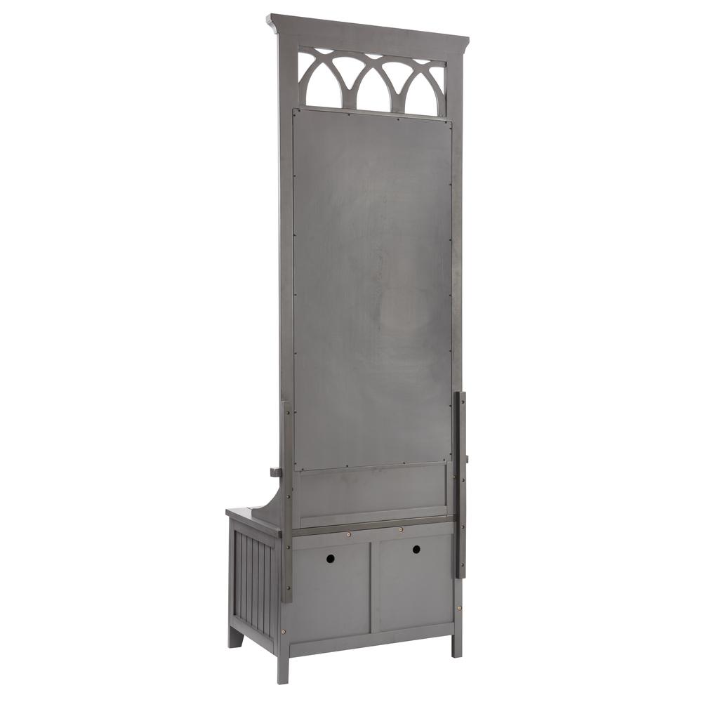Elliana Entry Way Hall Tree Bench with Mirror Grey