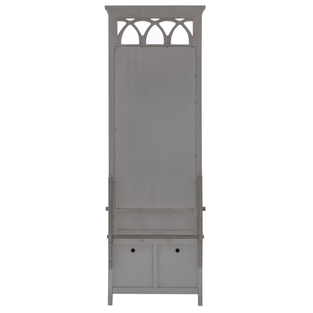 Elliana Entry Way Hall Tree Bench with Mirror Grey