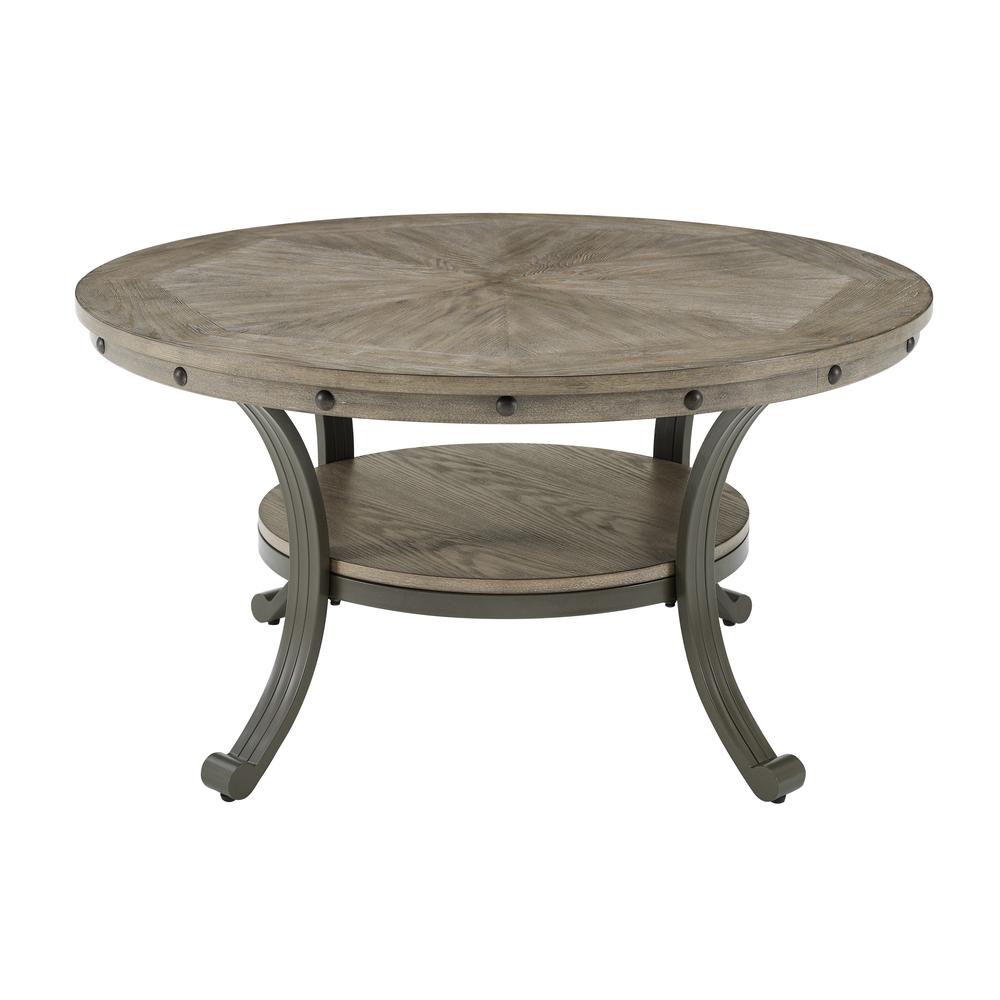 Franklin Metal and Wood Round Coffee Table Pewter