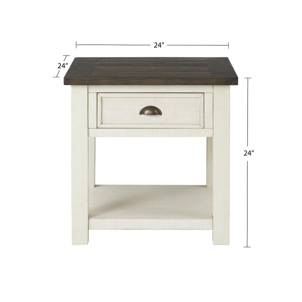 Martin Svensson Home Monterey End Table, Cream White and Brown