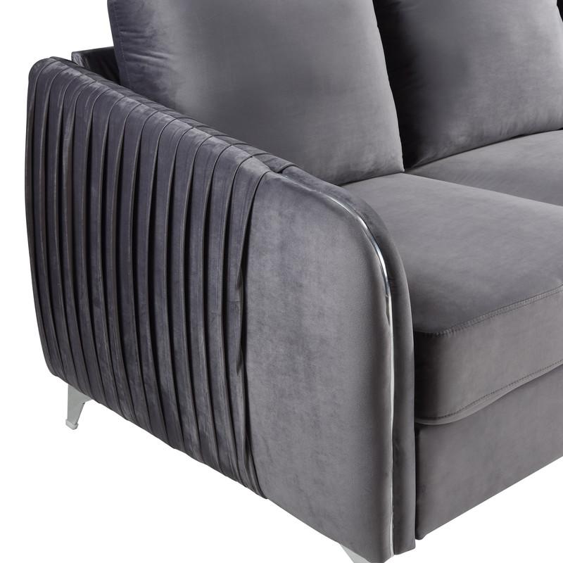 Hathaway Gray Velvet Modern Chic Accent Armchair