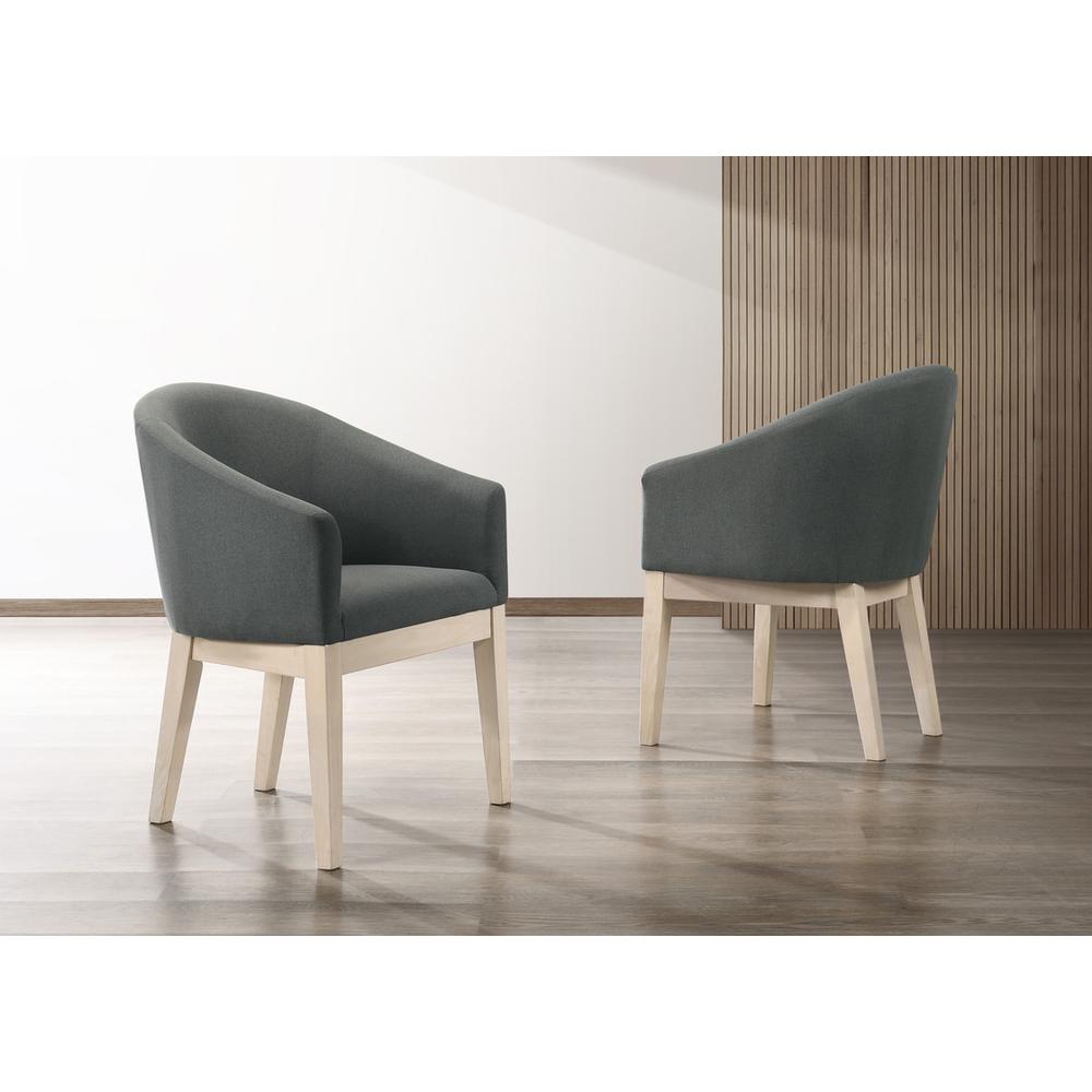 Neroli Set of 2 Gray Fabric Barrel Accent Chair