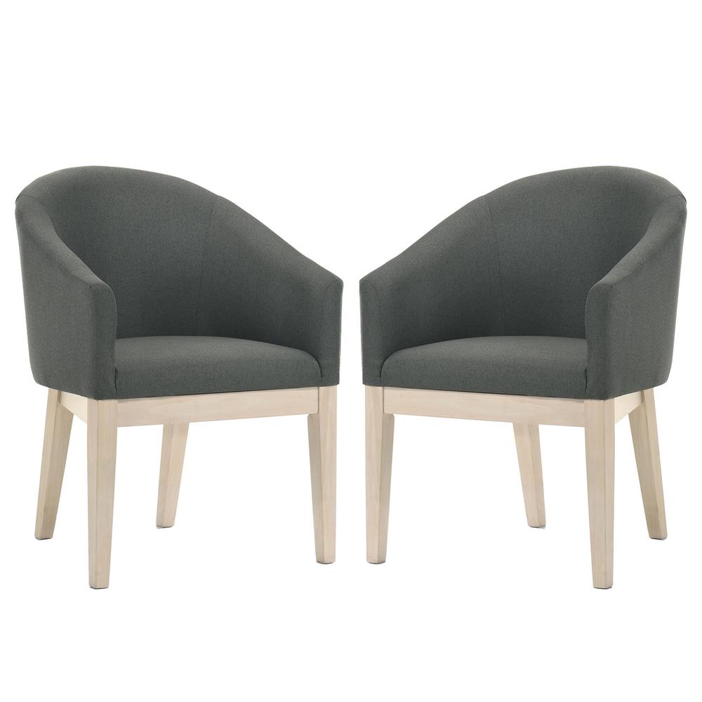 Neroli Set of 2 Gray Fabric Barrel Accent Chair