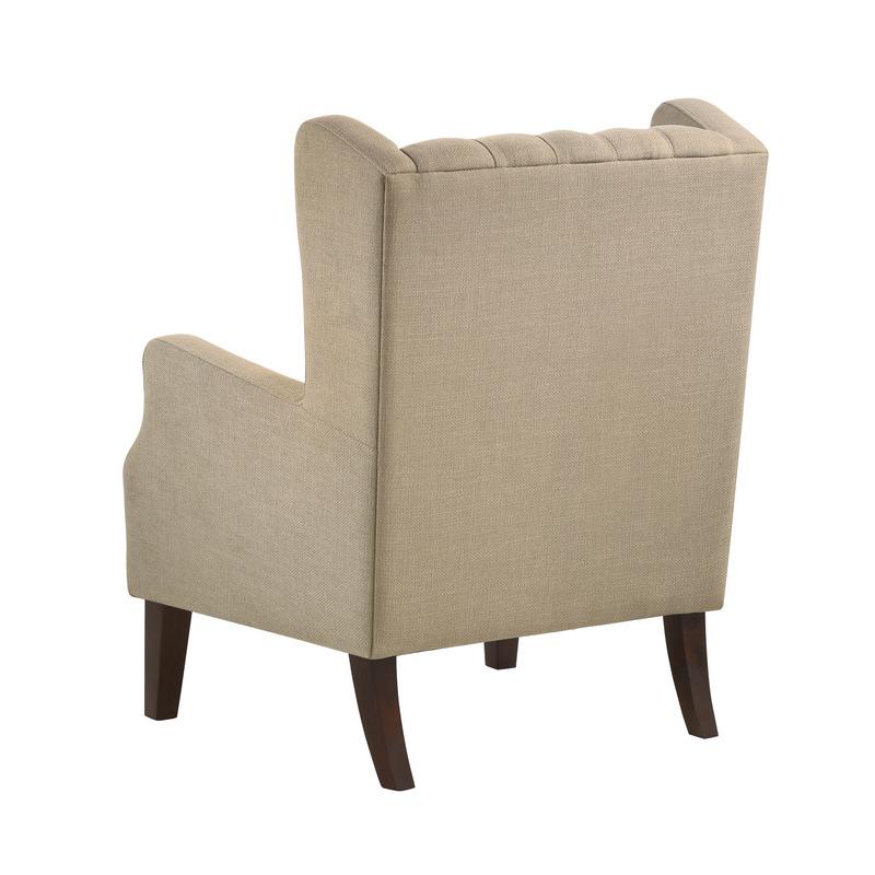 Irwin Beige Linen Button Tufted Wingback Chair