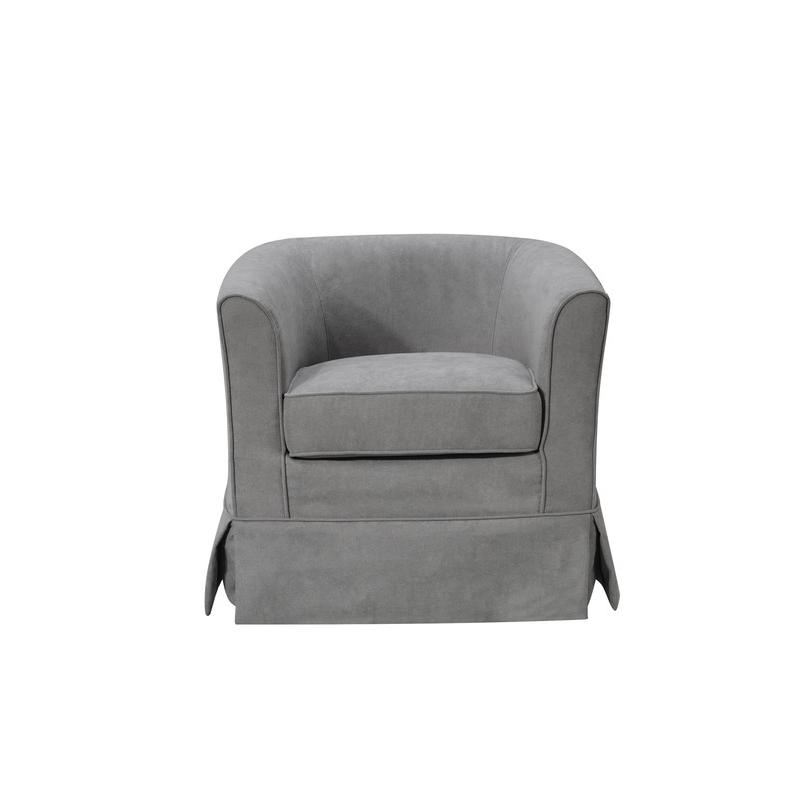 Tucker Steel Gray Woven Fabric Swivel Barrel Chair
