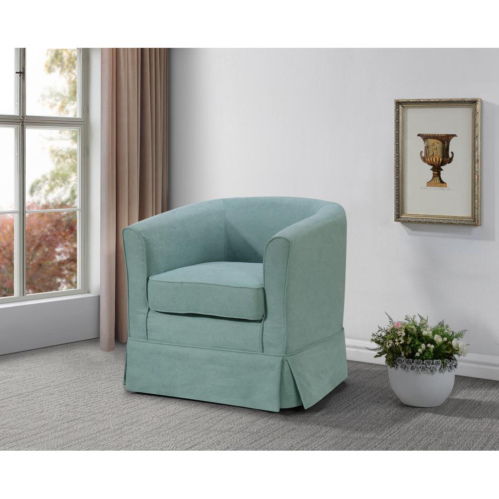 Tucker Aquamarine Teal Woven Fabric Swivel Barrel Chair