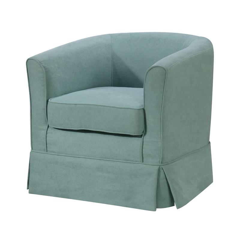 Tucker Aquamarine Teal Woven Fabric Swivel Barrel Chair
