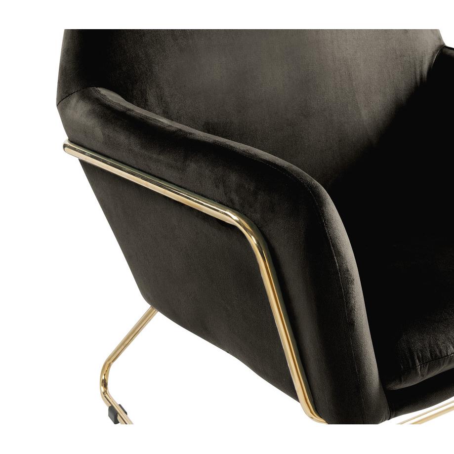 Keira Black Velvet Accent Chair with Metal Base