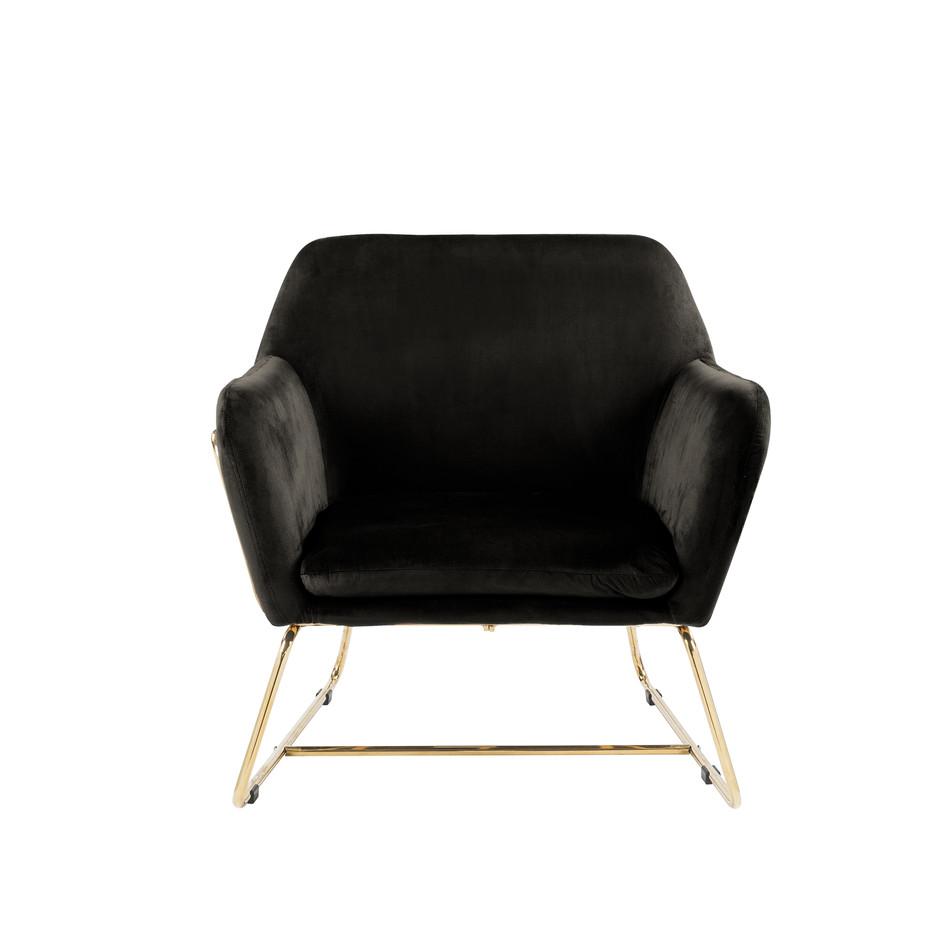 Keira Black Velvet Accent Chair with Metal Base