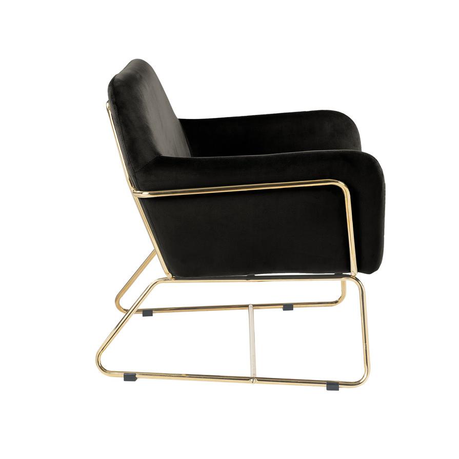 Keira Black Velvet Accent Chair with Metal Base