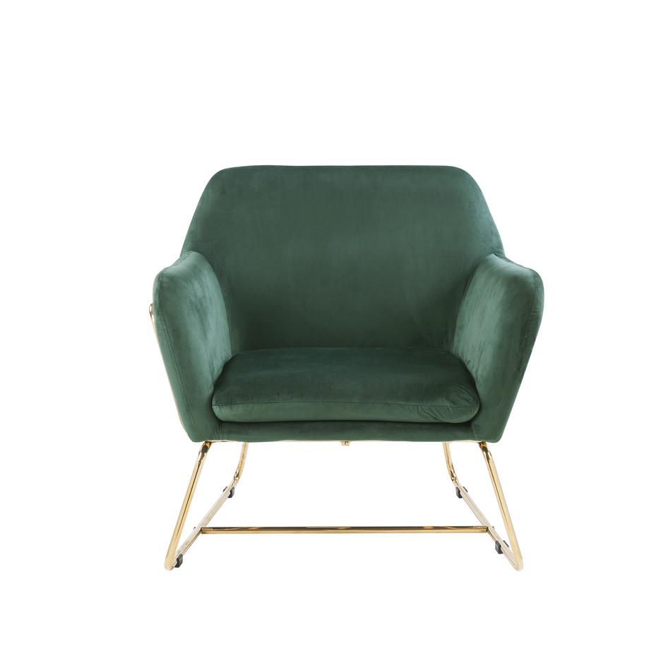 Keira Green Velvet Accent Chair with Metal Base