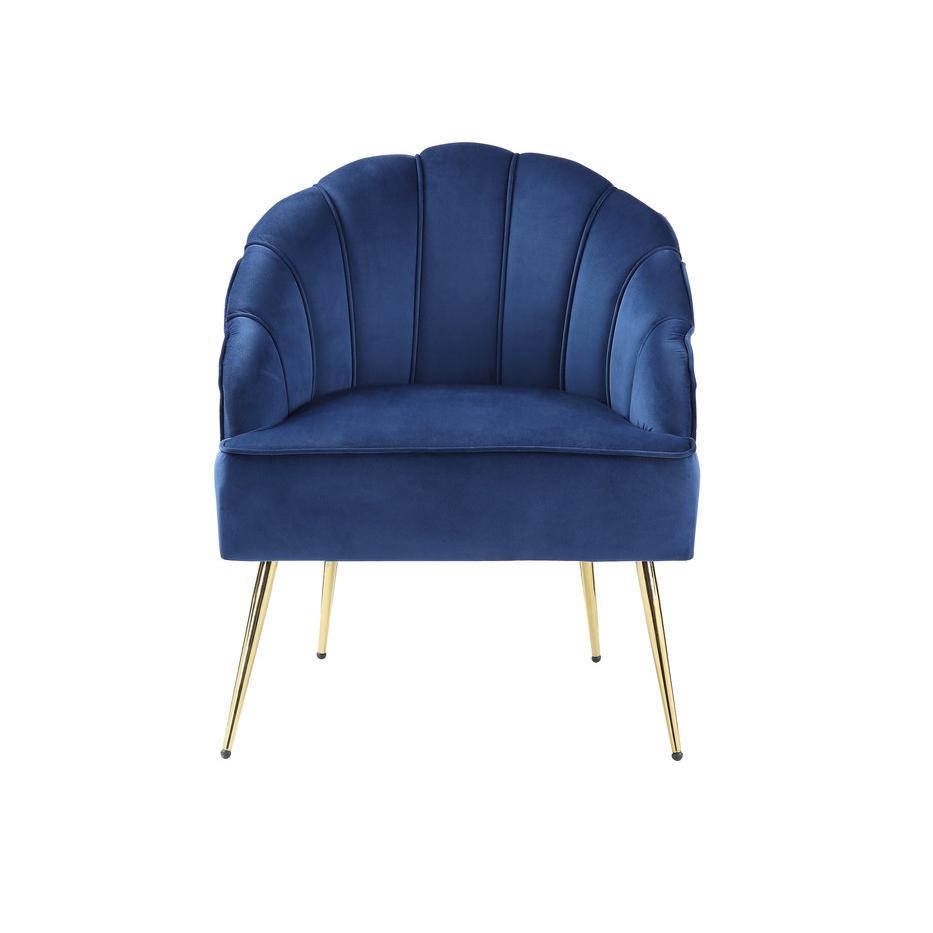 Naomi Blue Velvet Wingback Accent Chair with Metal Legs
