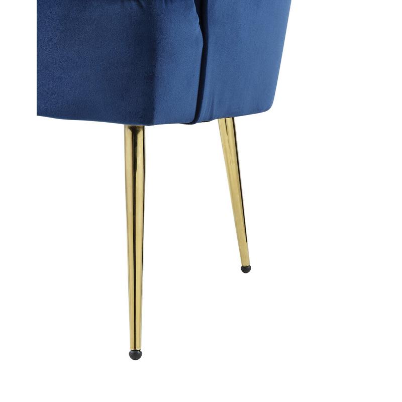 Naomi Blue Velvet Wingback Accent Chair with Metal Legs